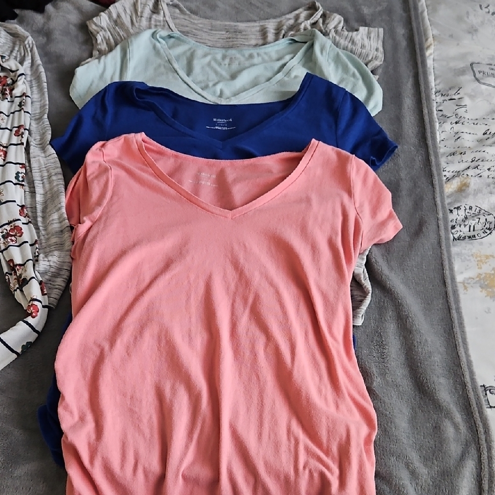Motherhood Maternity Long Sleeve Tops - Pink, Blue, Gray